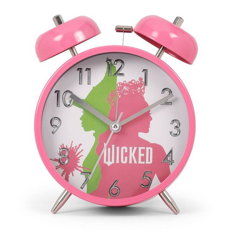Wicked pink analogue kids alarm clock with twin bells, UK version
