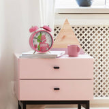 Wicked pink analogue kids alarm clock with twin bells, UK version