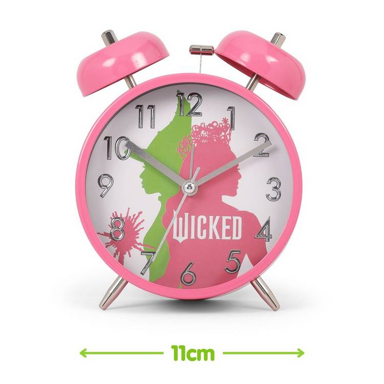 Wicked pink analogue kids alarm clock with twin bells, UK version