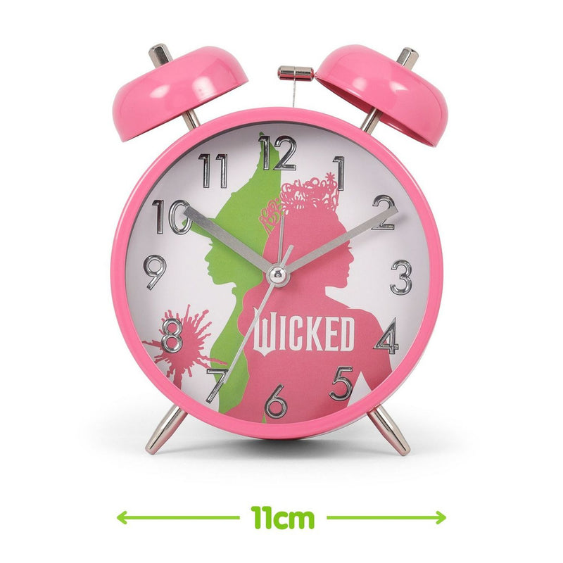 Wicked pink analogue kids alarm clock with twin bells, UK version