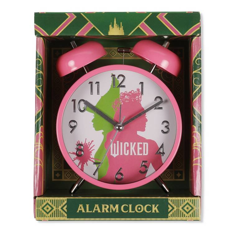 Wicked pink analogue kids alarm clock with twin bells, UK version