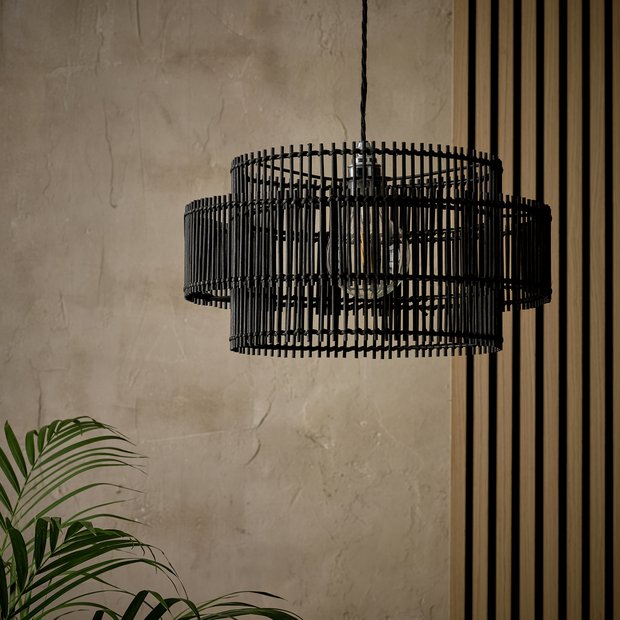 Argos Home black bamboo 2 tier lampshade 40cm - British product