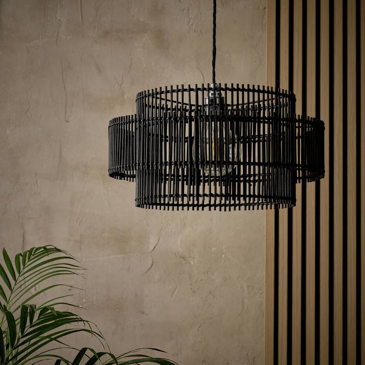 Argos Home black bamboo 2 tier lampshade 40cm - British product