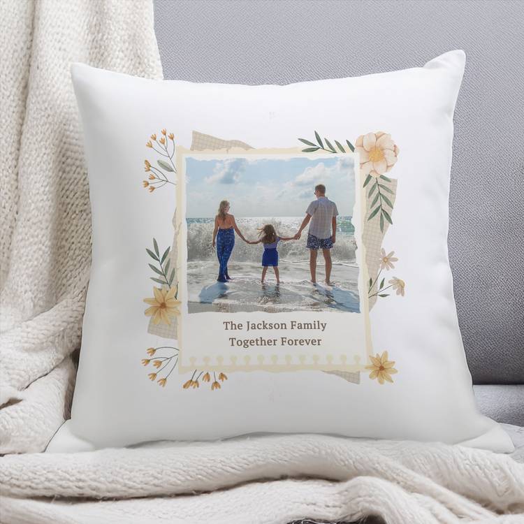 Personalised wildflowers photo upload cushion 38cm (British brand)
