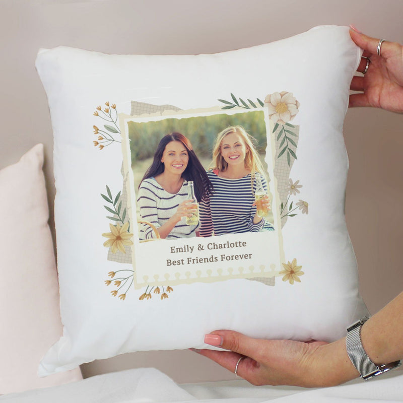 Personalised wildflowers photo upload cushion 38cm (British brand)