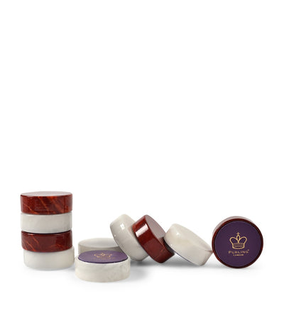 Harrods Purling Alabaster Stone Checkers Board Game Pieces- Buy online at McGrocer