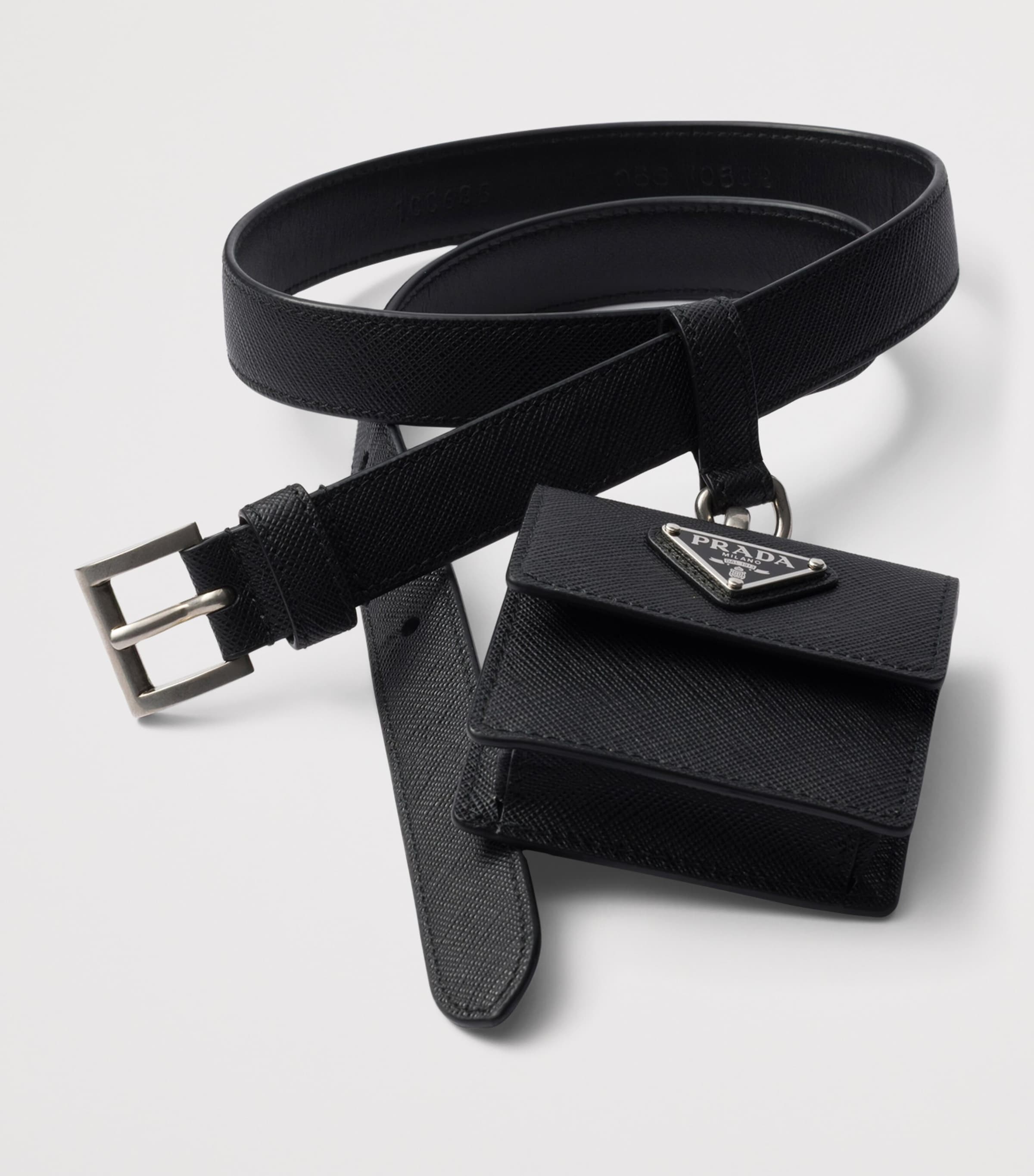 Prada Saffiano leather belt with removable pouch - British product
