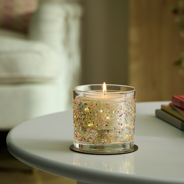 Argos Home Funfetti gel candle patchouli amber 10cm, UK version