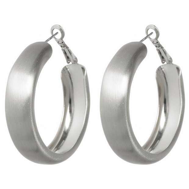 Liars & Lovers brushed hoop earrings 41mm drop (British brand)