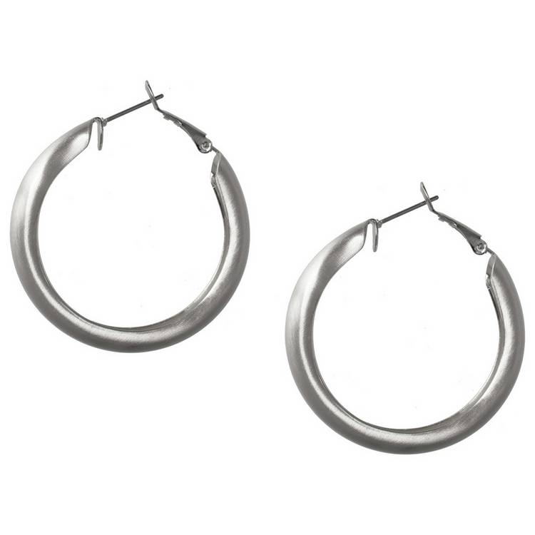 Liars & Lovers brushed hoop earrings 41mm drop (British brand)