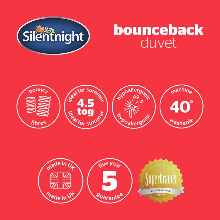 Silentnight Bounceback 4.5 Tog duvet single - British product
