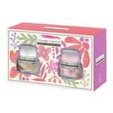 Yankee Candle set of 2 small jar candles with White Linen and Sugared Blossom, imported from the UK