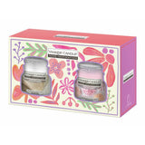 Yankee Candle set of 2 small jar candles with White Linen and Sugared Blossom, imported from the UK