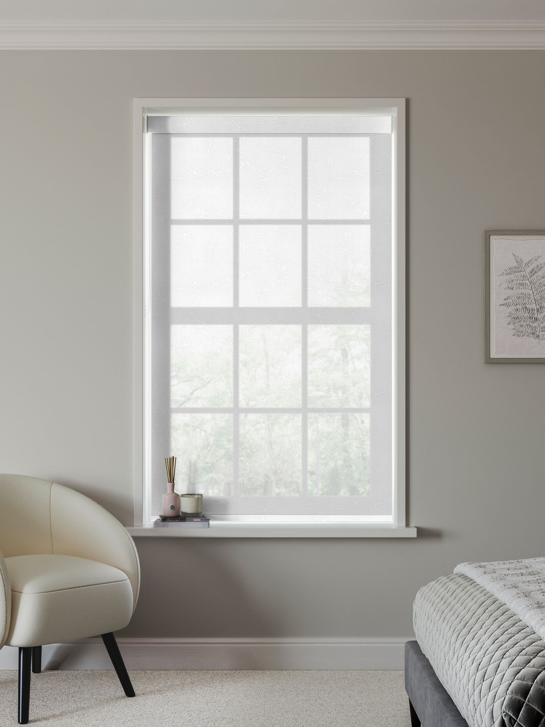 Surfry White sheer roller blind - British product