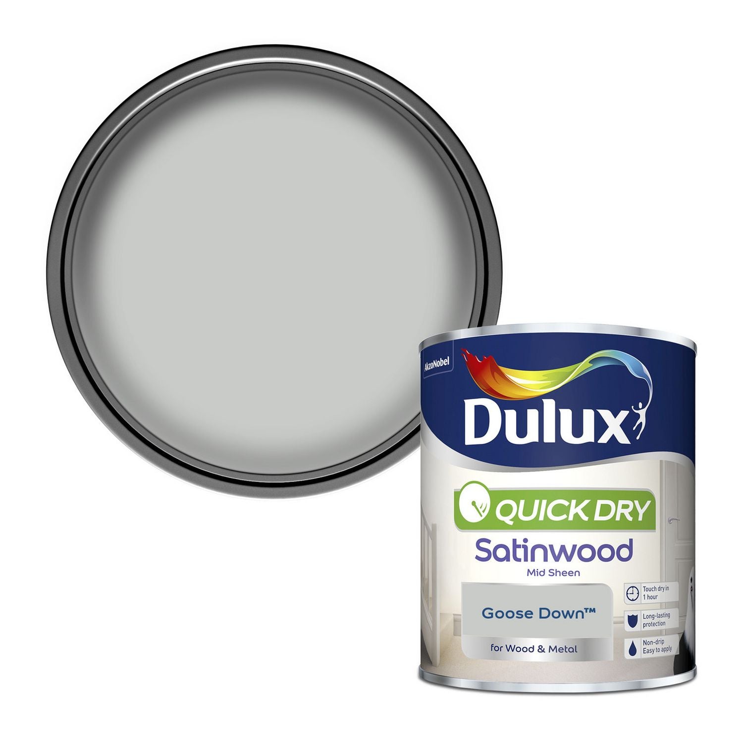 Dulux satinwood paint Goose Down 750ml, imported from the UK