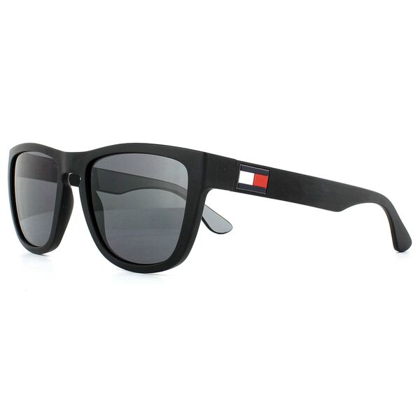 Tommy Hilfiger black men's square sunglasses with grey lenses - British product