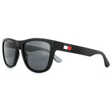 Tommy Hilfiger black men's square sunglasses with grey lenses - British product