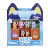 Bluey Fuzzies deluxe collectible figure set, flocked finish - British brand