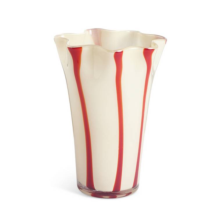 Habitat milk glass handkerchief stripe vase 29cm, imported from the UK