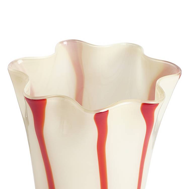 Habitat milk glass handkerchief stripe vase 29cm, imported from the UK