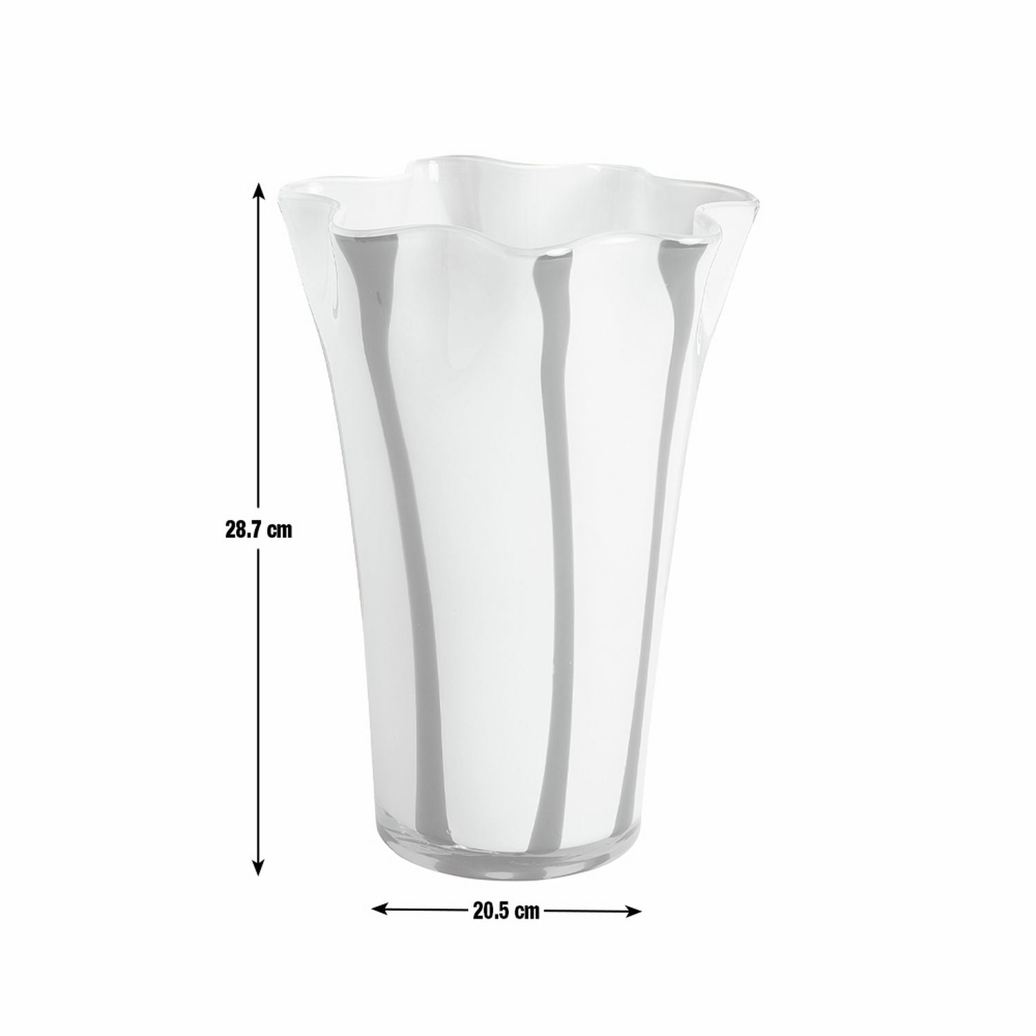 Habitat milk glass handkerchief stripe vase 29cm, imported from the UK