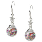 Liars & Lovers silver tone glitter ball drop earrings, imported from the UK