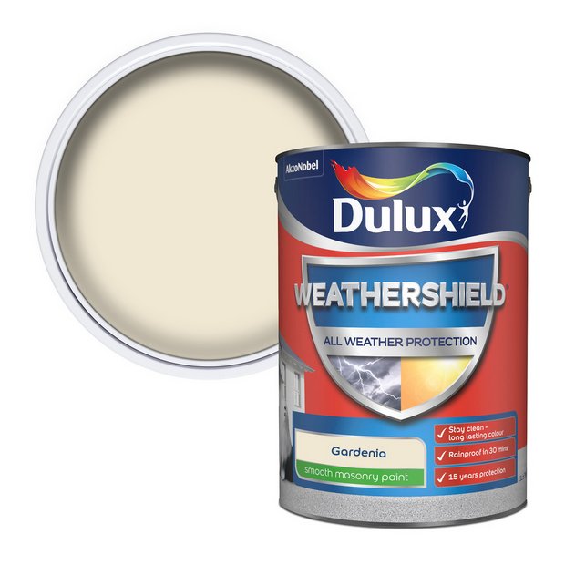 Dulux Weathershield exterior masonry paint 5L Gardenia - British product
