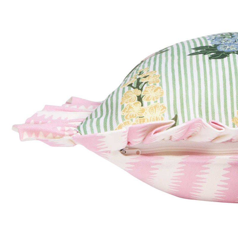 Argos Home floral ruffle cushion green 43x43cm, UK version