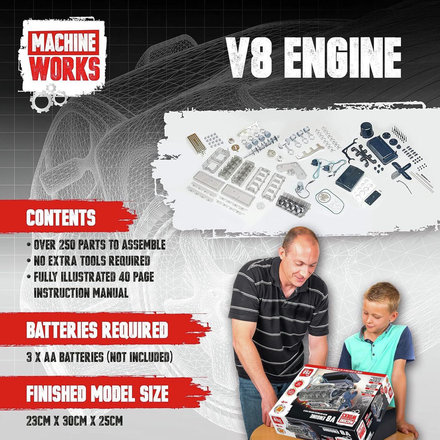 Machine Works V8 petrol engine model kit (British brand)