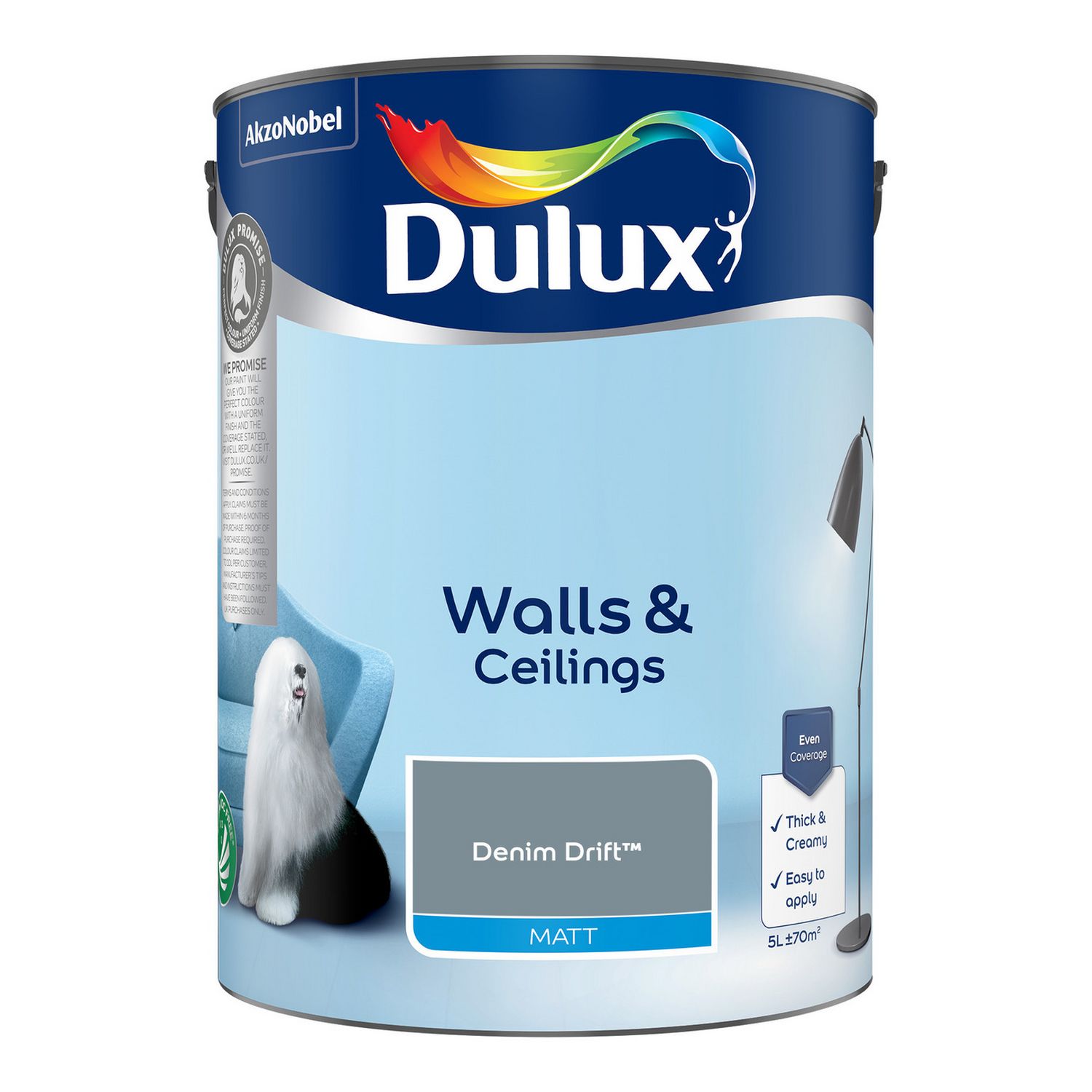 Dulux Matt Emulsion Paint Denim Drift 5L imported from the UK