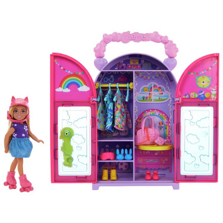 Barbie Chelsea doll closet playset with 15 accessories, UK version