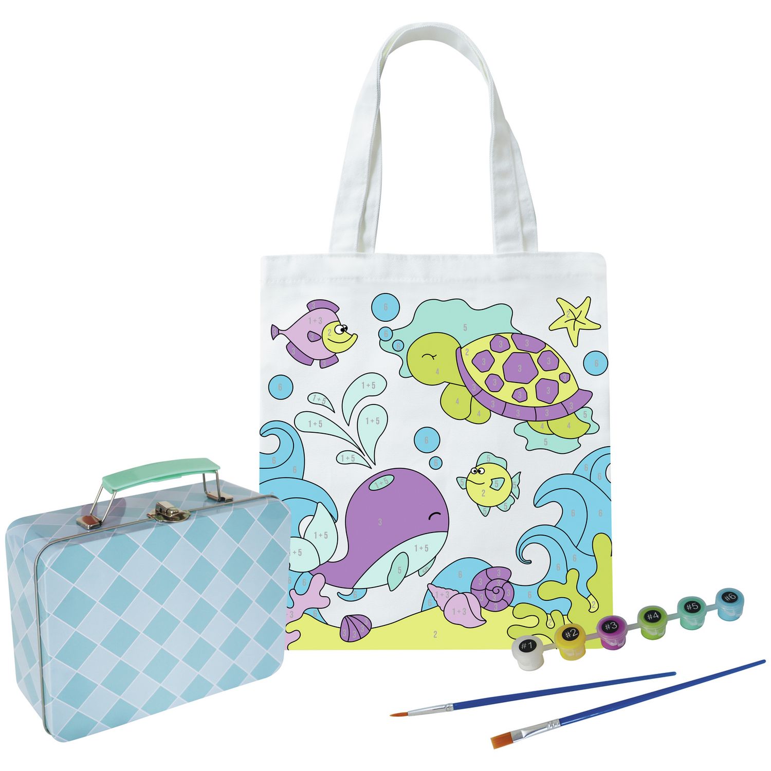 Chad Valley paint by numbers tote bag ocean design (British brand)