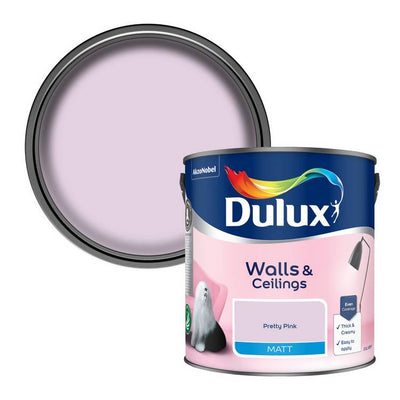 Argos Dulux Walls & Ceilings Matt Pretty Pink Emulsion Paint - 2.5L- Buy online at McGrocer