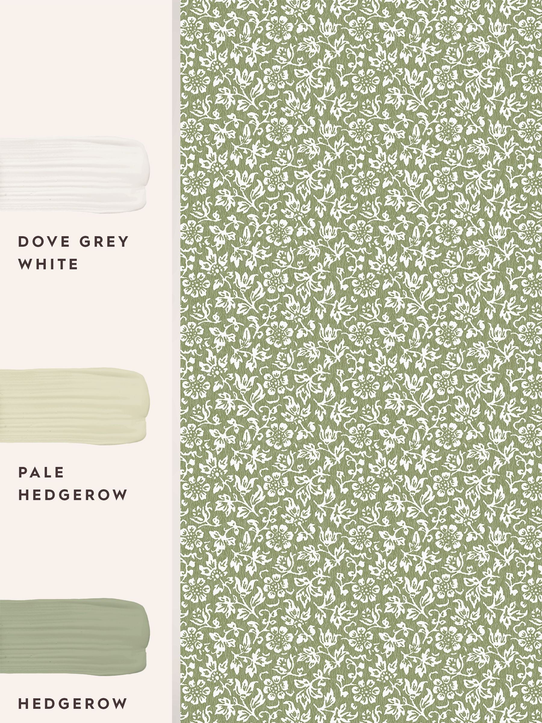 Laura Ashley moss green Sweet Alyssum wallpaper 10m - British product
