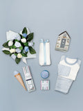 Babyblooms Blue Frankie Bear gift basket, imported from the UK