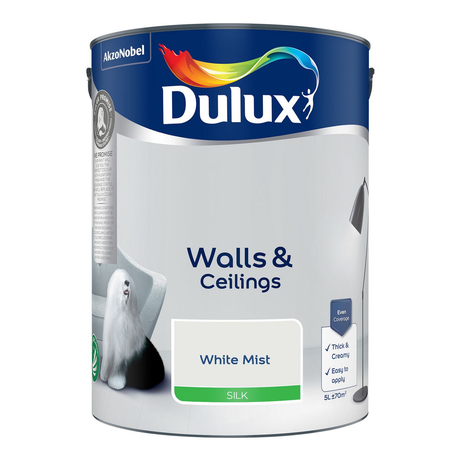 Dulux silk paint White Mist 5L, imported from the UK
