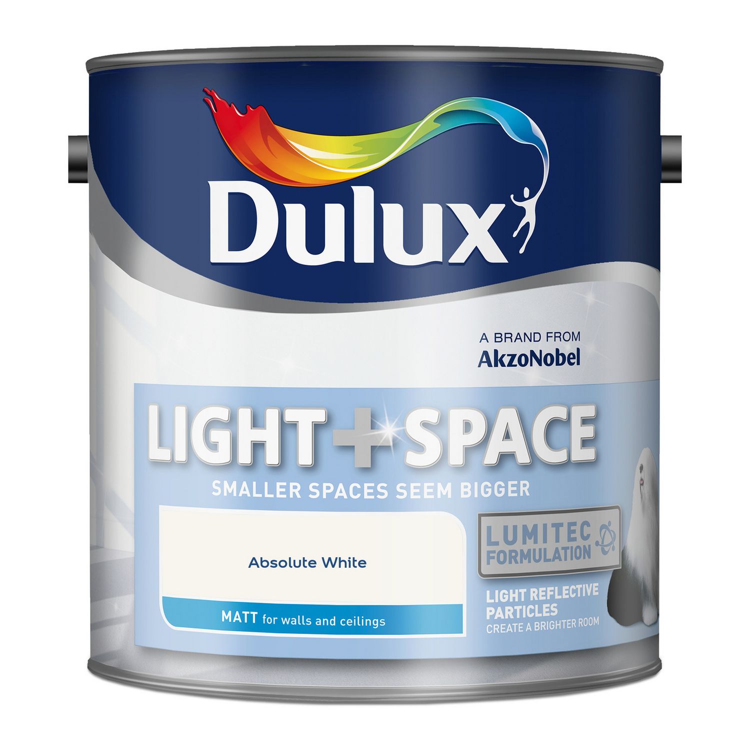 Dulux paint Light Space Matt Absolute White 2.5L, UK version