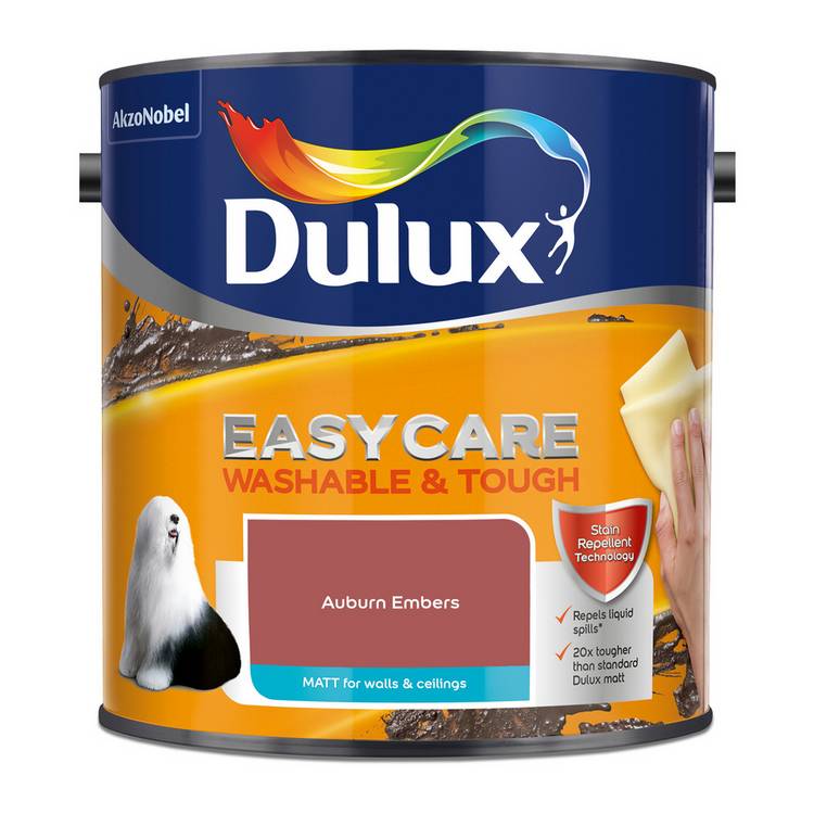 Dulux Easycare Washable & Tough Matt paint Auburn Embers 2.5L, imported from the UK