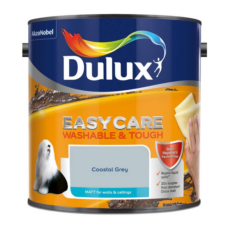 Dulux Easycare Washable & Tough Matt Coastal Grey paint 2.5L - British product