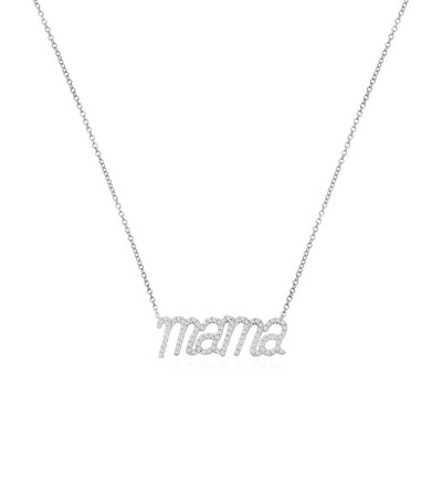 Harrods NOA Mini White Gold and Diamond Mama Necklace- Buy online at McGrocer