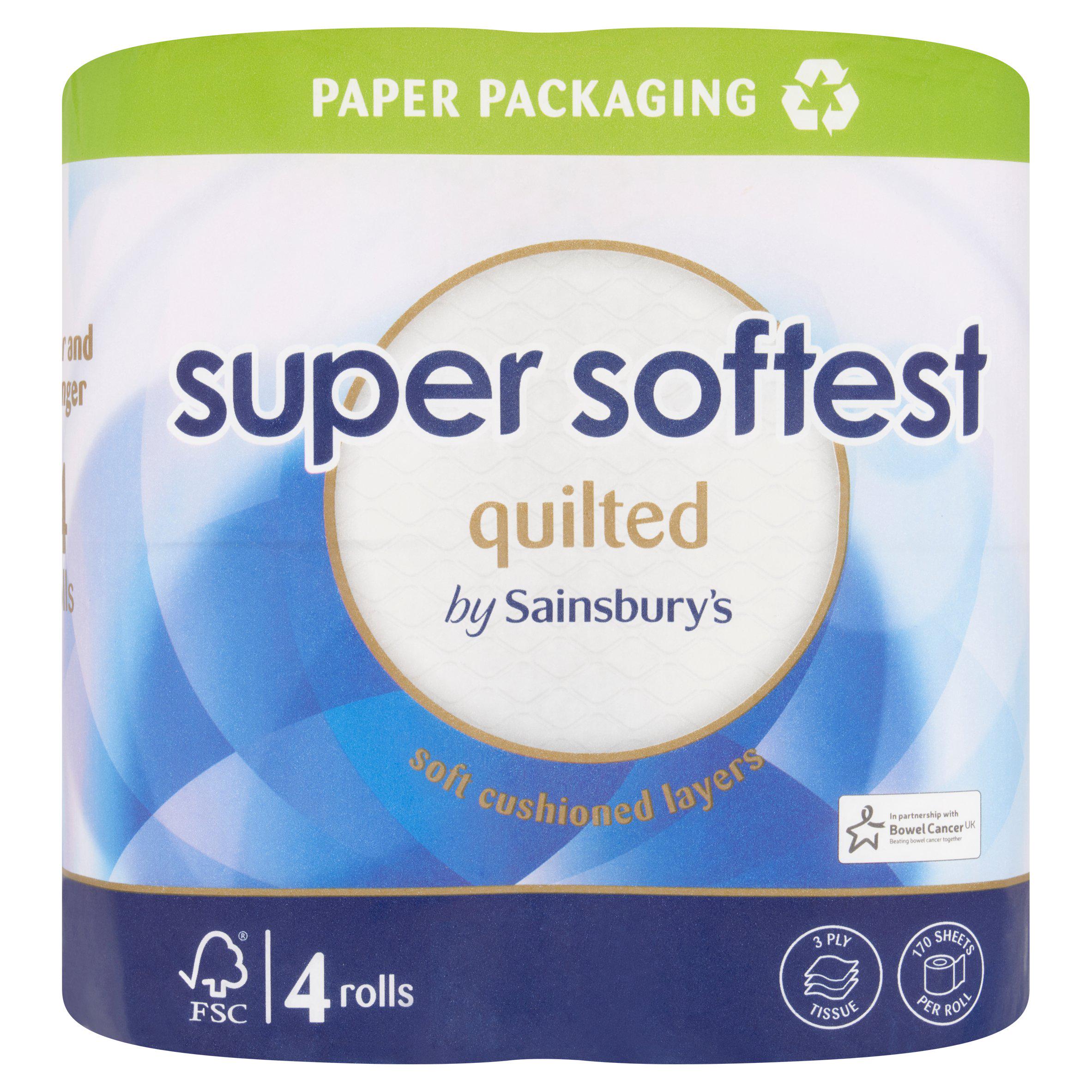 Sainsbury's Super Soft Toilet Tissue, Quilted x4 Rolls GOODS Sainsburys   