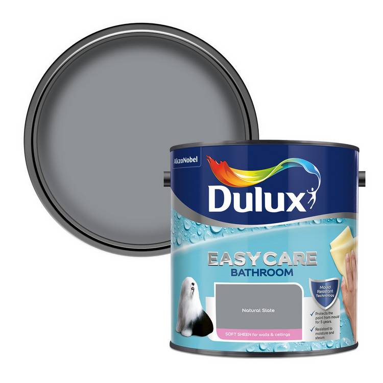 Dulux Easycare Bathroom Soft Sheen Paint Natural Slate 2.5L, imported from the UK