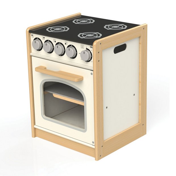 Tidlo wooden toy cooker with realistic dials and oven door, UK version