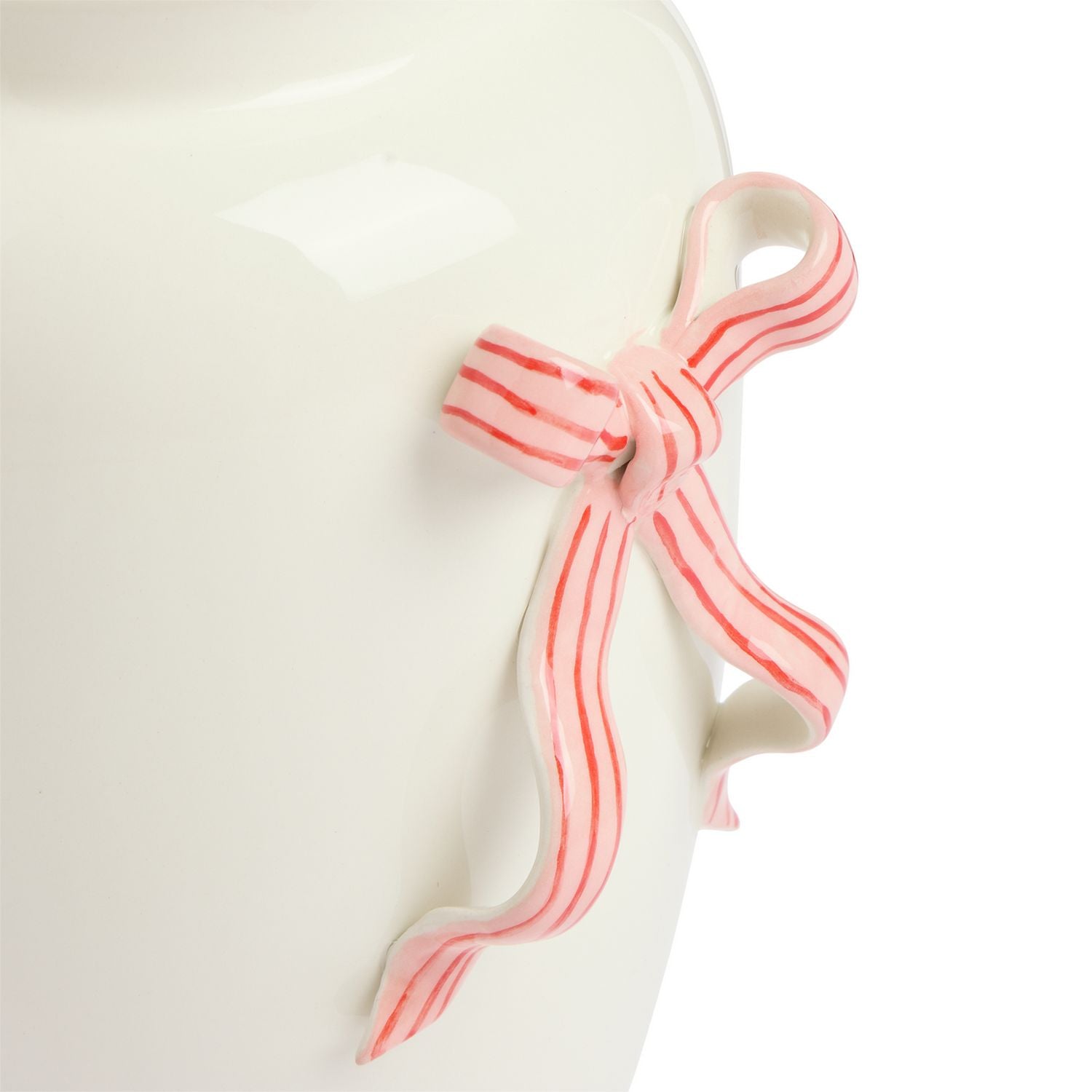 Argos Home ceramic white and red bow vase 15cm, imported from the UK