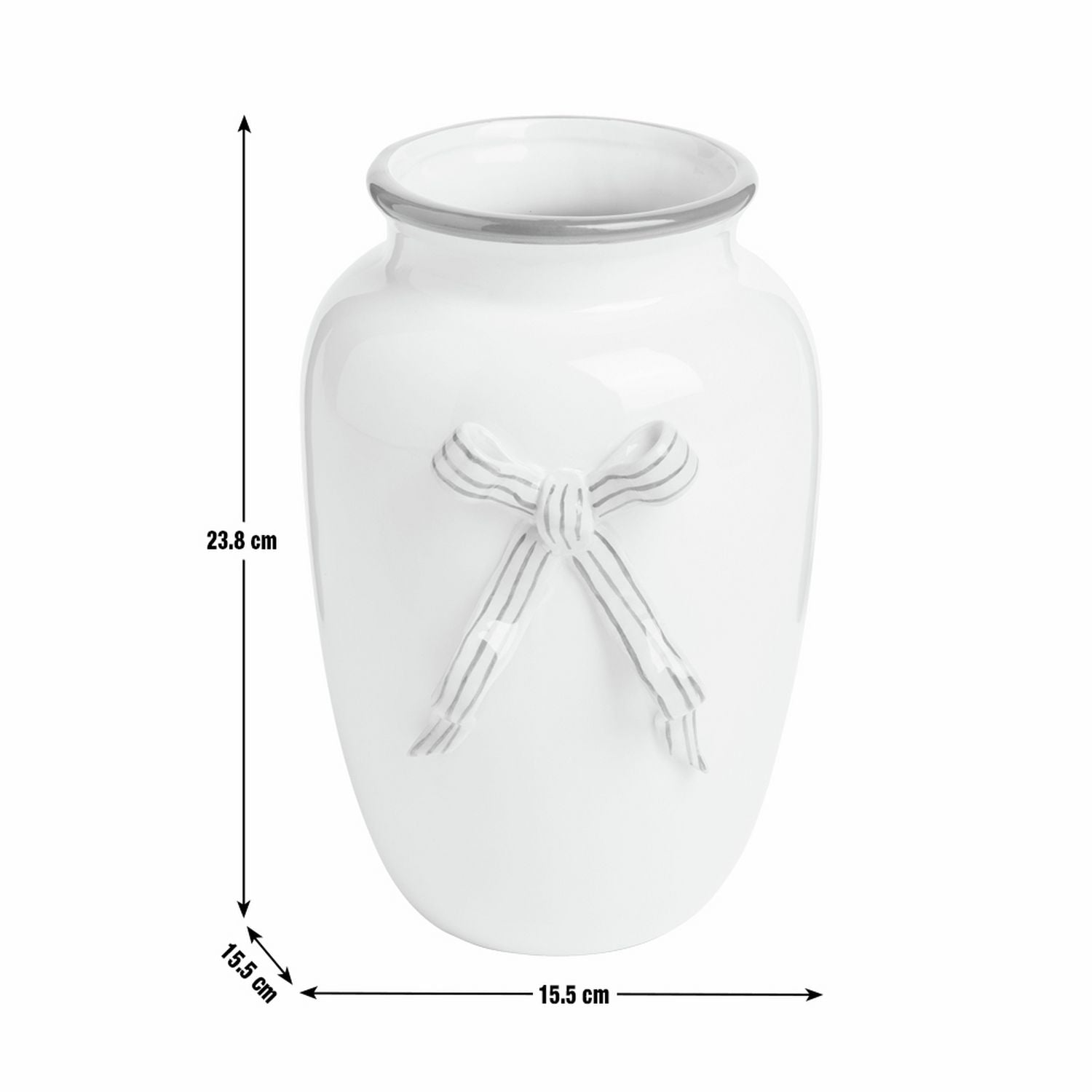 Argos Home ceramic white and red bow vase 15cm, imported from the UK