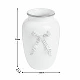Argos Home ceramic white and red bow vase 15cm, imported from the UK