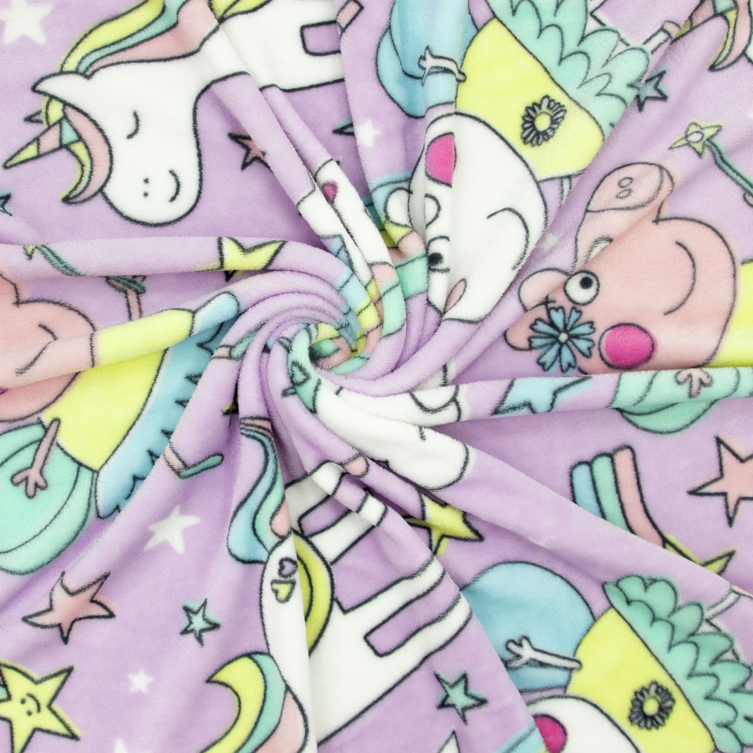 Peppa Pig fleece throw purple rainbow fairy design 150x100cm (British brand)