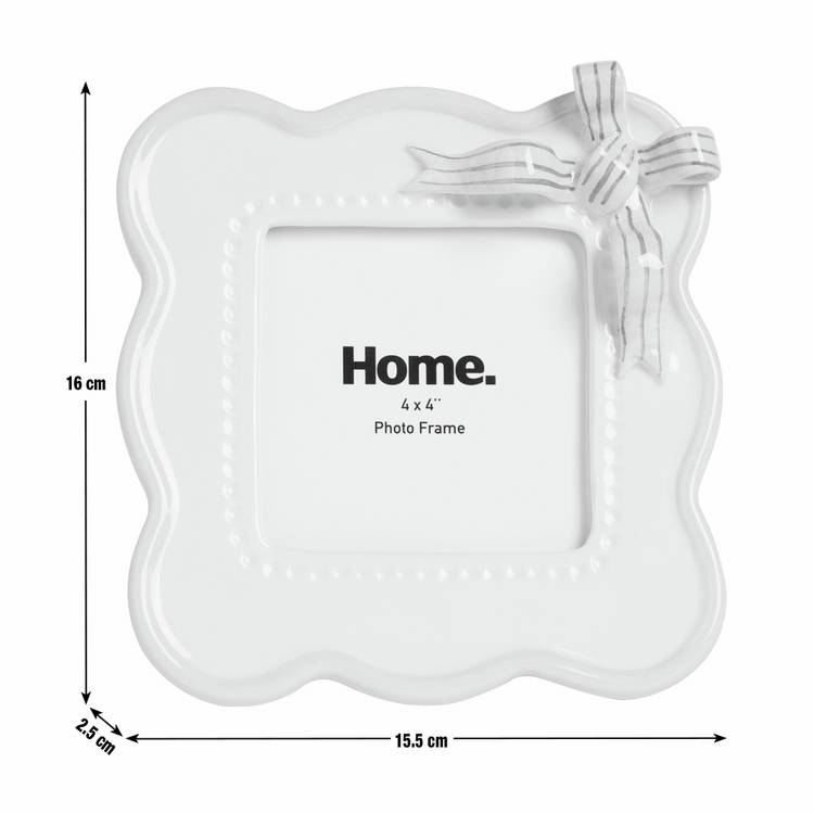 Argos Home ceramic picture frame pink bow 4x4 inch, UK version