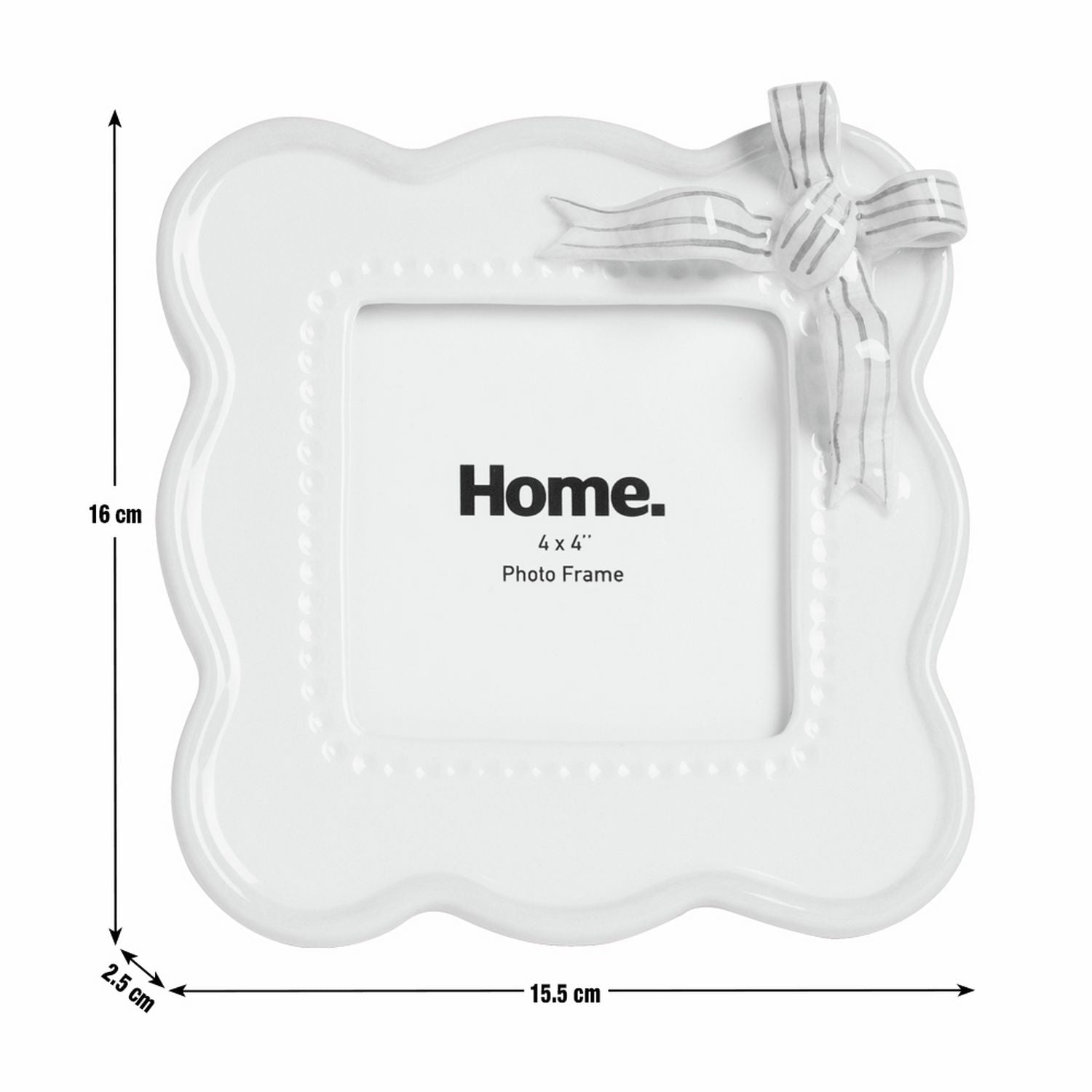 Argos Home ceramic picture frame pink bow 4x4 inch, UK version