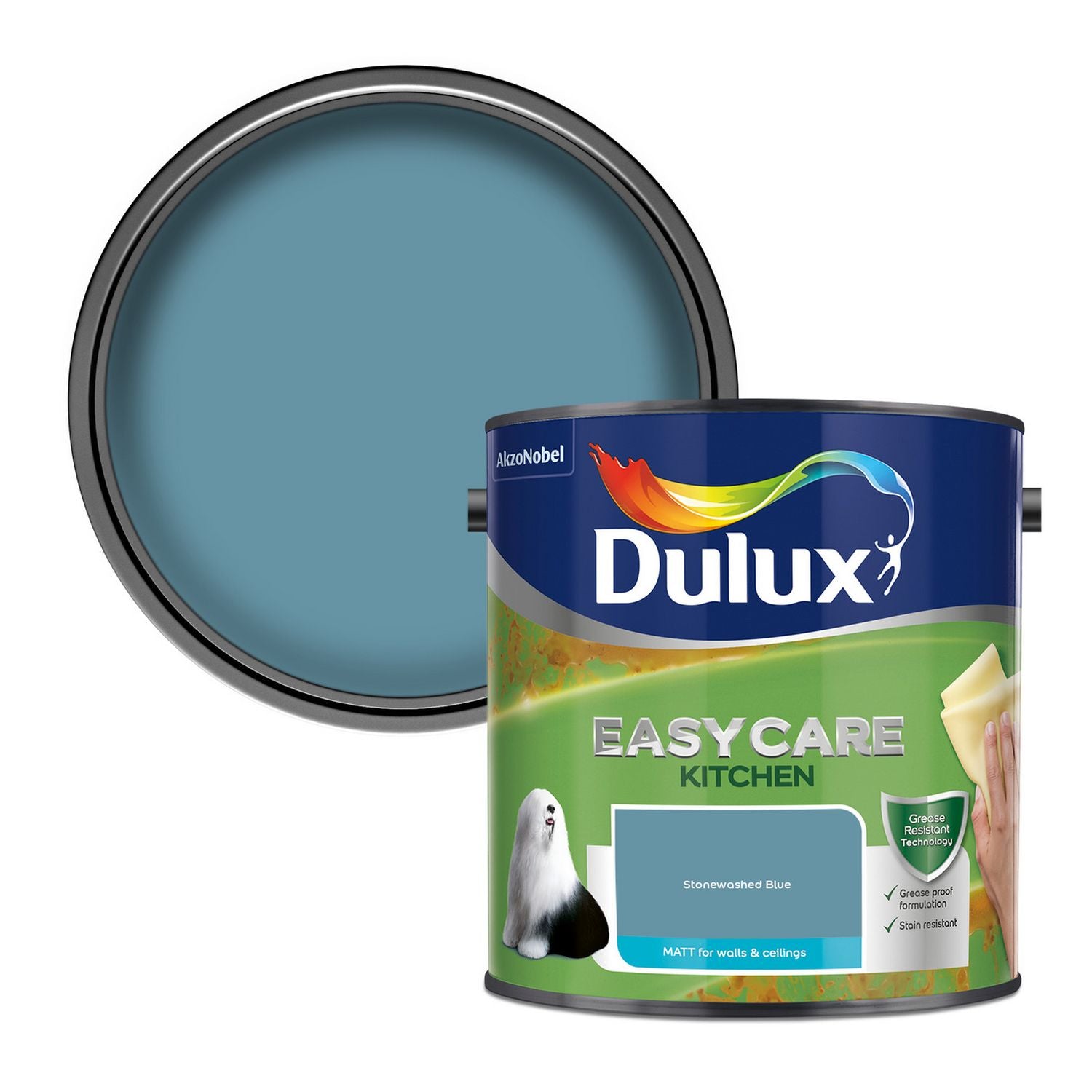 Dulux Easycare Kitchen Matt paint Stonewashed Blue 2.5L, UK version